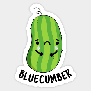 Blue-cumber Funny Sad Veggie Cucumber Pun Sticker